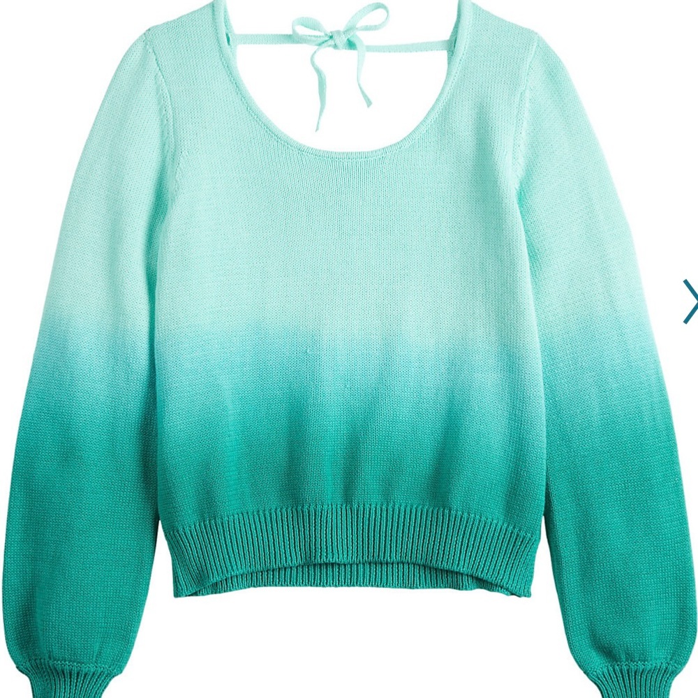 Juniors' Candie's Teal, Aqua, Light Blue Ombre Pullover Sweater *NEW WITHOUT TAG